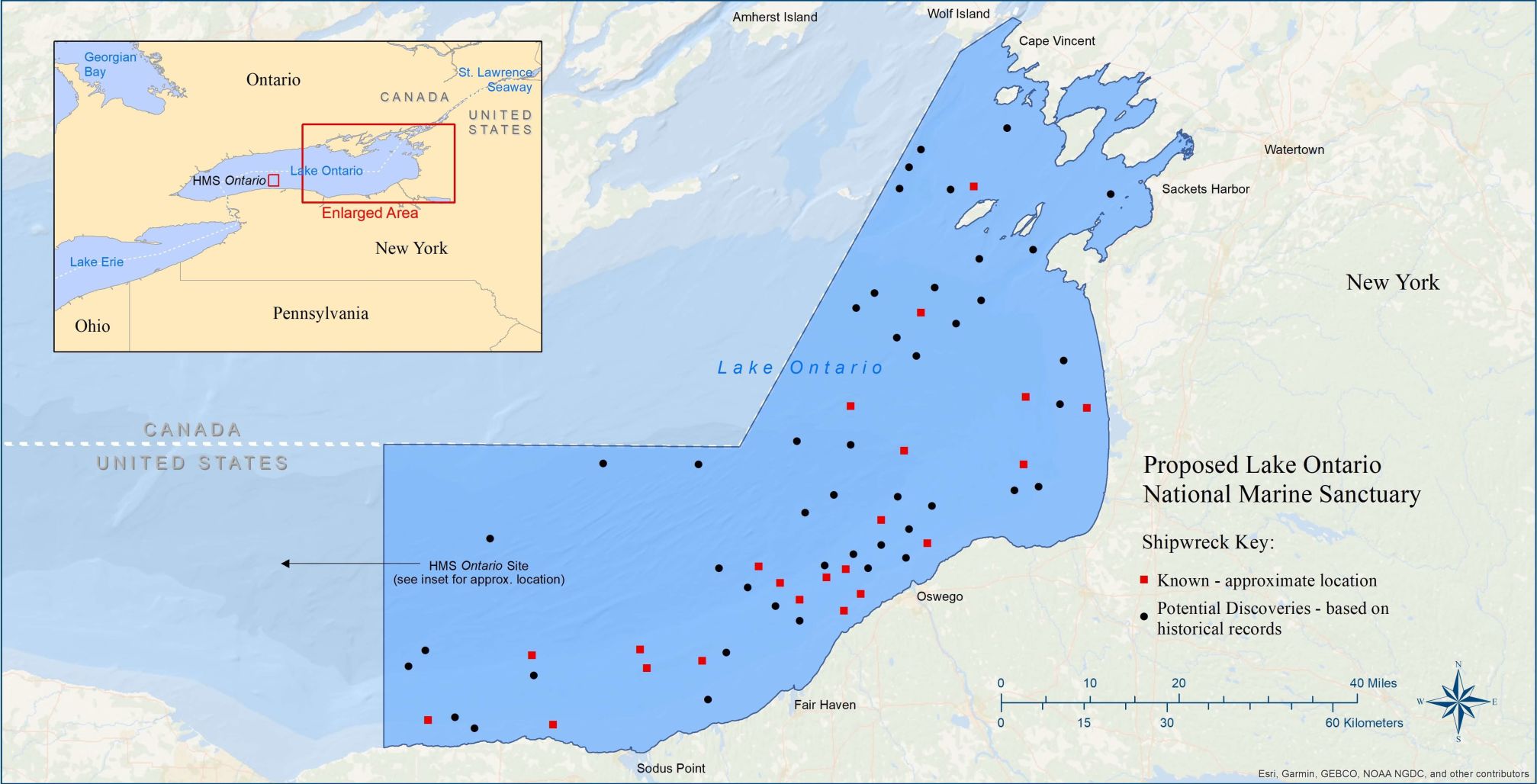 Lake Ontario Marine Sanctuary Map